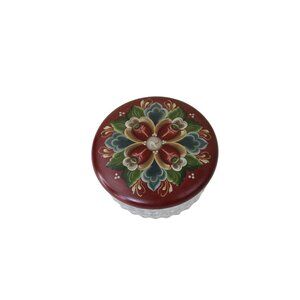 Rosemaling Lid Arcoroc France Glass Covered Dish Vintage 91614 Signed